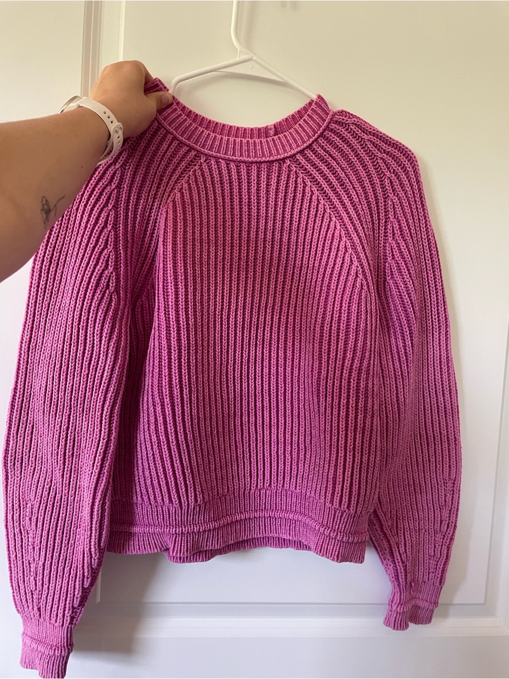 J. Crew Pink Ribbed Crewneck Sweater